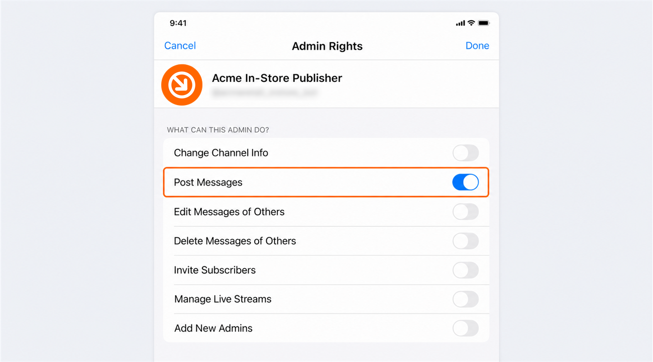 Granting Post Messages and leaving the other rights off