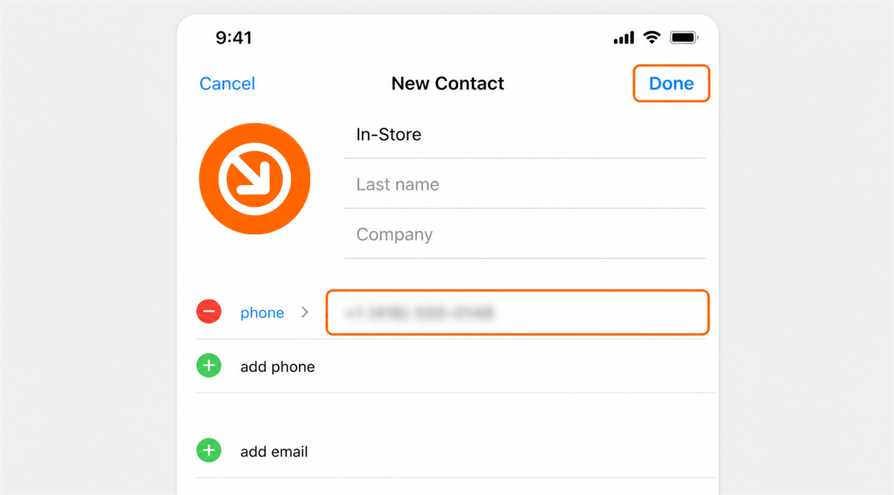 Saving the In-Store number as a contact on the phone