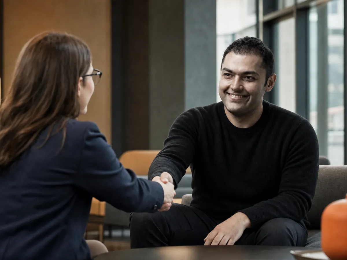 IN-STORE Head of Business Development Elnur Kasumov welcoming a client to a lead generation automation scoping meeting